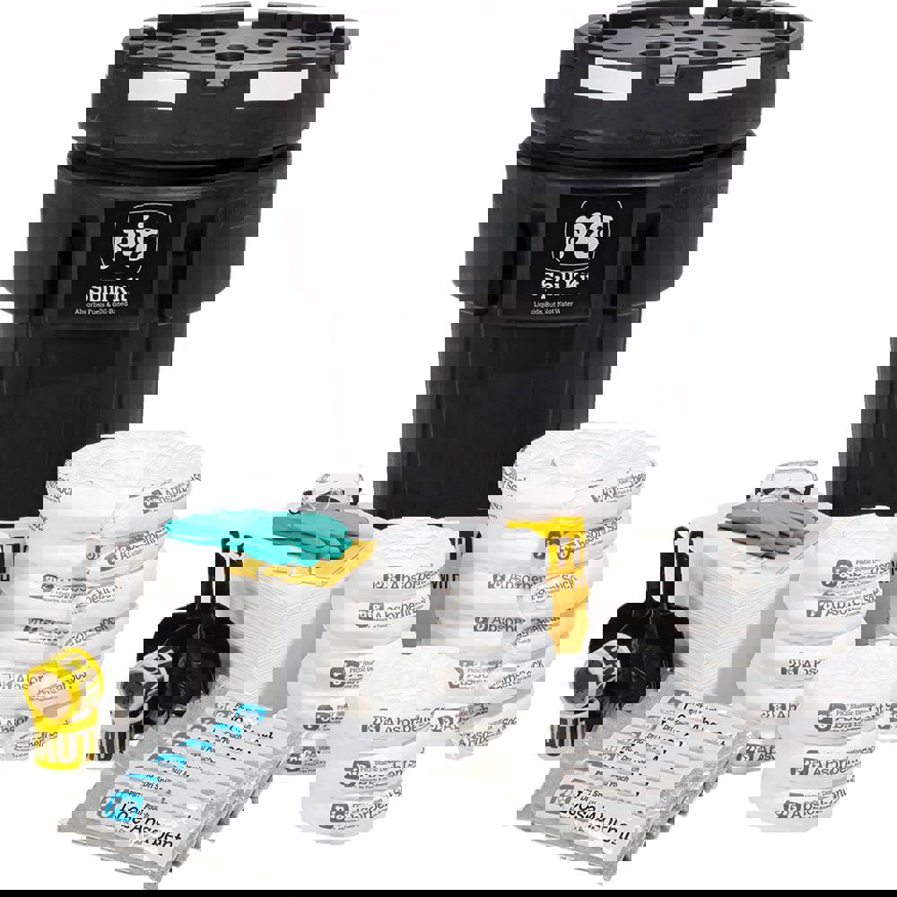 Spill Kits; Kit Type: Oil Based Liquids Spill Kit; Container Type: Overpack; Absorption Capacity: 41.7 gal; Color: Black; Portable: No; Capacity per Kit (Gal.): 41.7 gal